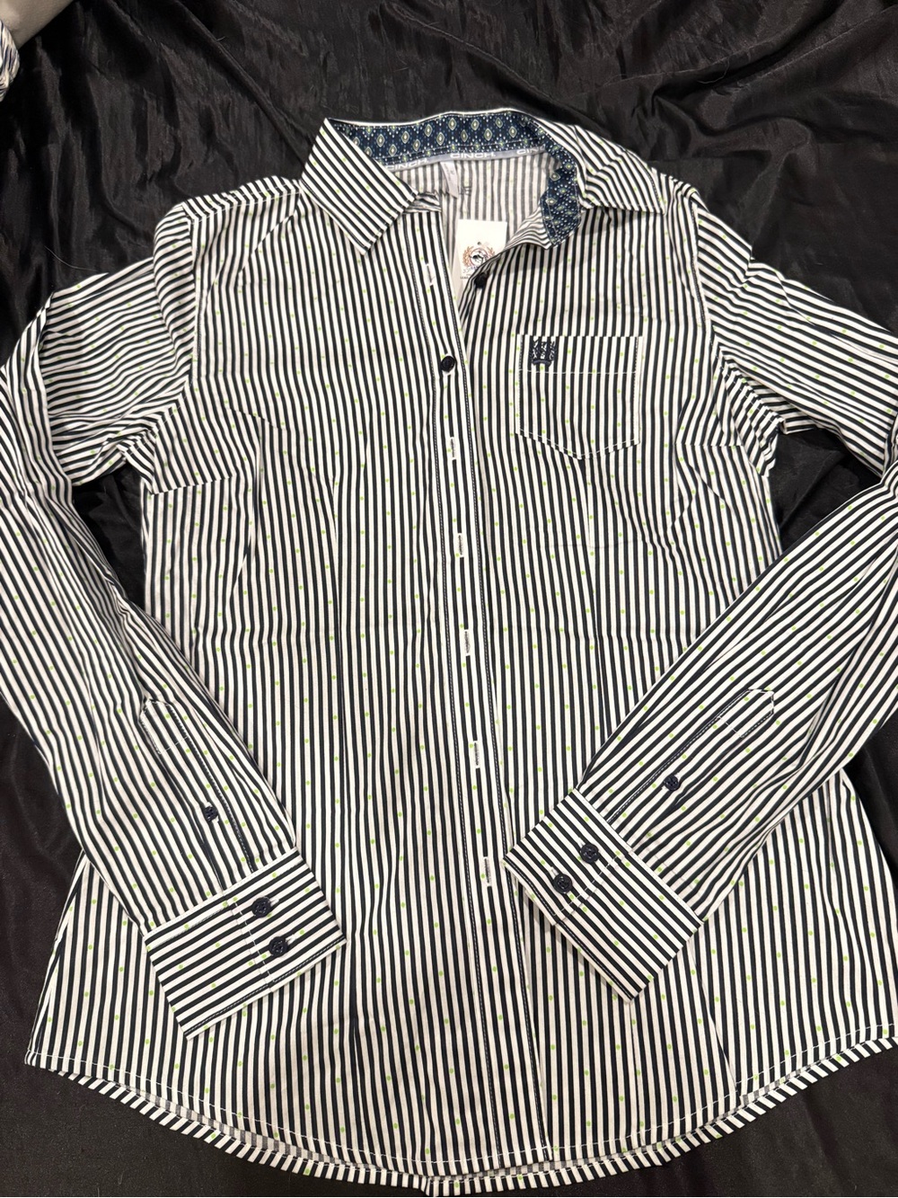 Cinch Navy & White Vertical Stripe Dress Shirt